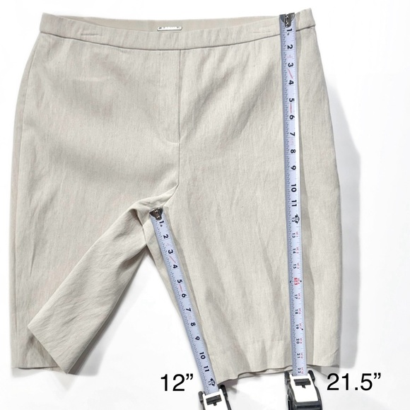 NWT Elie Tahari Linen Blend Neutral Beige Bermuda Knee Length Walking Shorts 10 - Picture 10 of 11